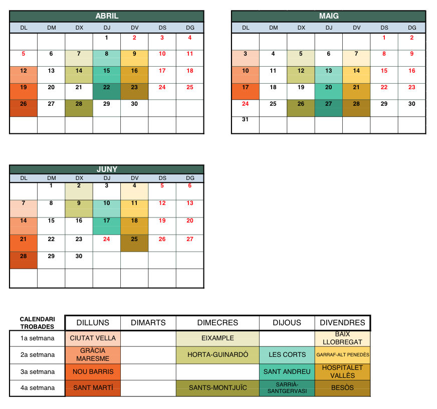 Calendari Grups territorials